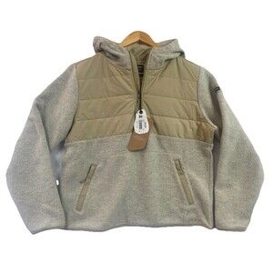 NEW prAna INCREDIWOOL 1/2 ZIP HOODED PULLOVER SZ XL Beige Canvas Block MSRP $155